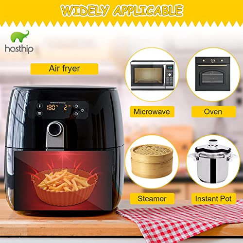 HASTHIP® Air Fryer Reusable Silicone Pot, 6.8 inch Non-Stick Silicone Air Fryer Liners with Ear Handles, Air Fryer Accessories, Round Air Fryer Oven Pot Foodgrade Silicone Heat Resistant (Brown) HASTHIP® Air Fryer Reusable Silicone Pot, 6.8 inch Non-Stick Silicone Air Fryer Liners with Ear Handles, Air Fryer Accessories, Round Air Fryer Oven Pot Foodgrade Silicone Heat Resistant (Brown)